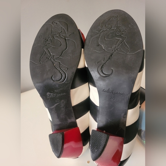 Lola Ramona Black and White Striped Heels, VGUC, Size 40 - Picture 11 of 12